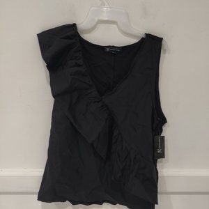 SOILED INC Womens Black Ruffled Solid Sleeveless V Neck Black Size XL $60 2A018